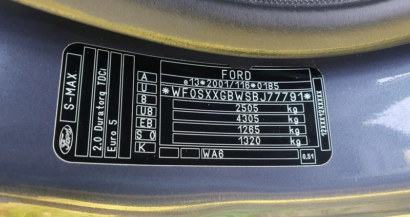 Ford S-Max cena 32500 przebieg: 215891, rok produkcji 2011 z Szamotuły małe 781